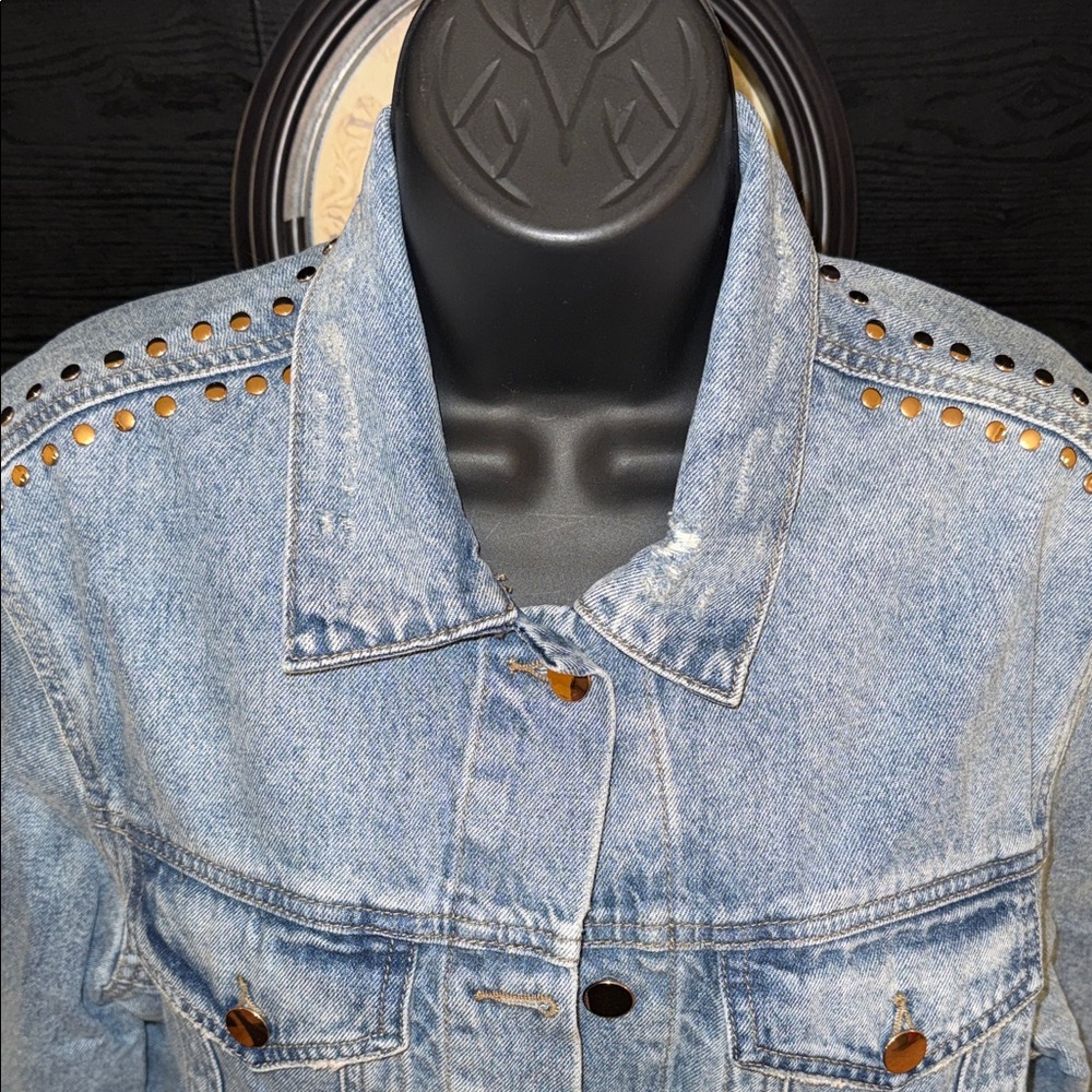 Victoria’s Secret Studded Distressed Denim Jacket